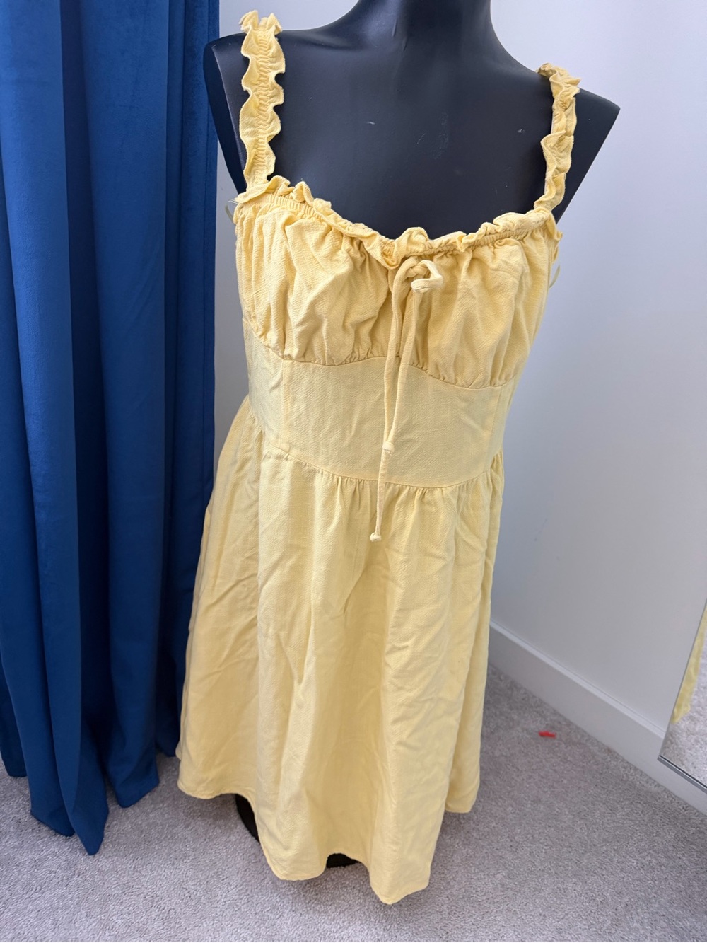 Sienna Sky Yellow Ruffle-Strap Midi Sundress